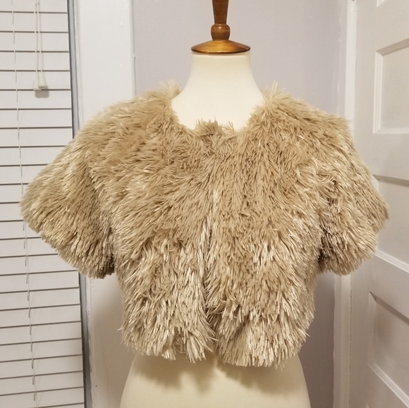 NY Collection Jackets & Blazers - Faux Fur Beige Bolero Jacket, Size S